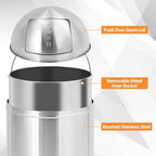 18.5 Gallon (70 L) Heavy Duty Stainless Steel Trash Can with Push Lid, Removable Inner Bucket, Durable Outdoor Garbage Bin for Commercial Use
