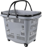 Saedy Shopping Baskets with Handles Set of 6, 50 L Plastic Laundry Basket on Wheels