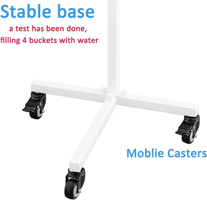 DYALE Flower Display Stand with Buckets - Flower Cart with Wheels for Bouquet Shop, Metal Flower Rack Display Stand for Wedding Garden, Party, Events (White, Square buckets)