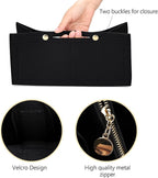 LEXSION Felt Purse Organizer Insert,Handbag Organizer with Detachalbe Zipper Pocket for ONTHEGO MM,3 Size 8034 Black Medium