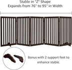 unipaws 36”H Free Standing Pet Gate for Dogs and Cats, Tall Wooden Dog Gates for Doorway, Stairs, Dog Room Divider, Foldable Pet Fence for The House, Expandable Barrier, Indoor Use, Espresso