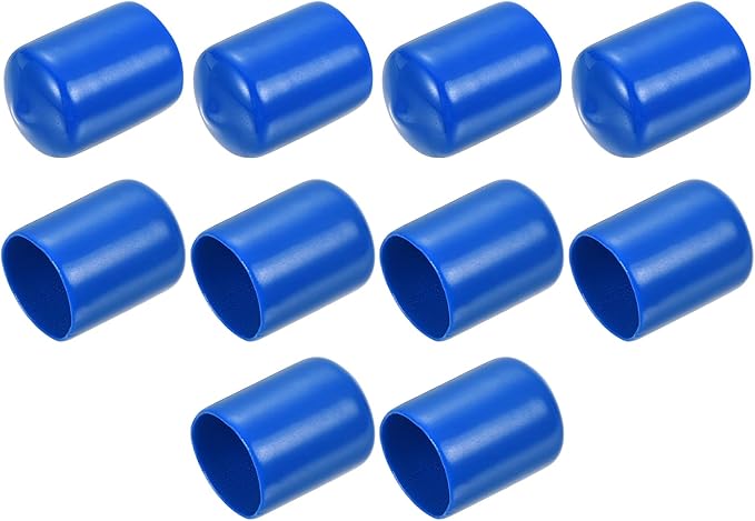 uxcell 10pcs Rubber End Caps 20mm ID Vinyl Round End Cap Cover Screw Thread Protectors Blue