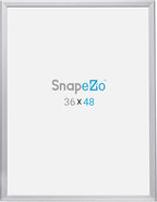 SnapeZo Poster Frame 36x48, Silver, 1.25 Inch Aluminum Profile, Front-Loading Snap Frame, Wall Mounting, Professional Series