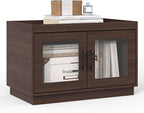 Stackable Storage Drawers, 28" Wide Storage Bins with 2 Doors for Closet Organizers, Wood Stackable Closet Organizer Modern Large Stackable Storage Units for Living Room Hallway Bedroom, Brown