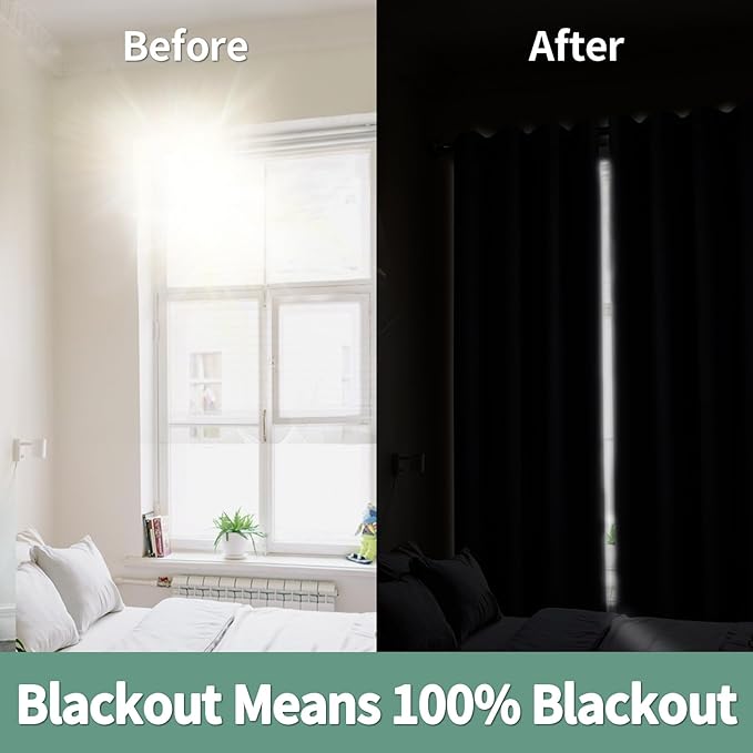 Blackout Curtains for Bedroom 72 Inch Length 2 Panels Set, Thermal Insulated 100% Light Blocking Soundproof Grommet Window Curtains for Living Room with Black Liner, Each 42 Inch Wide, Cream
