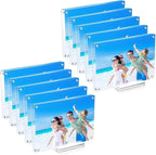 10 Pack Acrylic Picture Frame 4×6 Clear Double Sided Magnetic Photo Frame - Frameless Baby Friend Family Picture Desktop Display with Support Stand and Gift Boxes