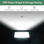 GLORIOUS-LITE LED Flood Lights Outdoor, 50W 5000LM Outside LED Work Light with Plug, 6000K Daylight White, IP66 Waterproof Portable Spot Security Lights for Garage, Yard, Garden, Playground(2 Pack)