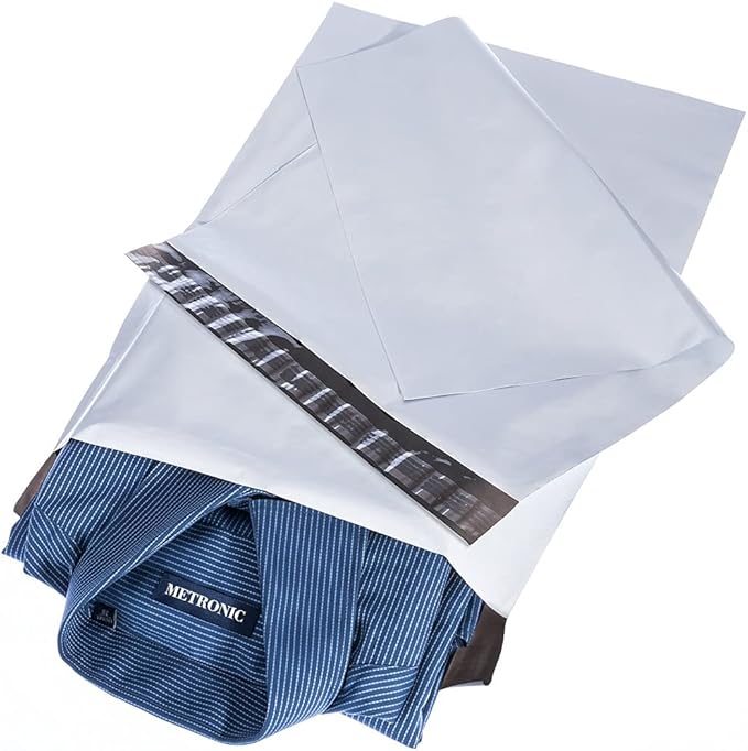 Metronic White Poly Mailers 14.5x19 100 Pack, Large Shipping bags Self-Seal Shipping Envelopes , Packaging Envelope for Small Business, Boutique, Clothing