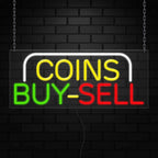 Coins Buy-Sell Neon Sign for Retail Displays | Value priced LED Flex Neon | Electronic Light Up LED Sign for Windows/Walls | 32"W x 13"H x 1"D
