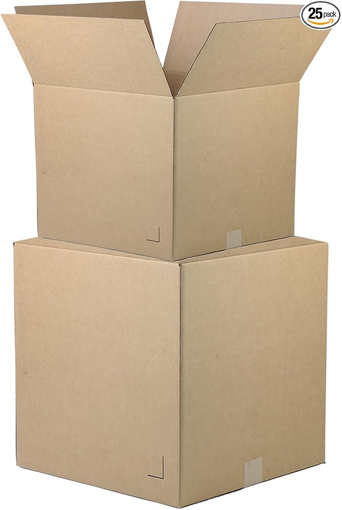 The Boxery 18"x14"x6" Brown/Kraft Corrugated Cardboard Shipping Boxes 25-Pack | Mailing, Packing, Moving & Storage for Business/Home – Durable - Eco-Friendly, Recyclable - Made in the USA