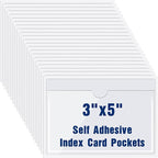 Chinco 50 Pack Clear Adhesive Pockets, Labels for Storage Bins, Plastic Self Adhesive Index Card Holder with Top Open for Organizing Bins Box Drawer(3.7 x 5.3 Inches)