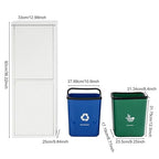 Recycling Trash Cabinet with 2 Bins & Tilt-Out Door – 15-Gallon Stainless Steel Organizer for Kitchen, Garage – Dual Waste Sorting System for Homeowners (White)