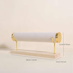 GemeShou Velvet Bangle storage oragenizer for selling,Beige bracelet storage rack for boutique store, Velvet wrap watch holder with wooden base for women girls【Bracelet holder-one tier】