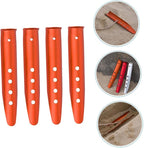 4Pcs Aluminum Tent Stakes Orange Lightweight Ground Pegs for Camping Beach Sand Snow Outdoor Tent Ground Anchors