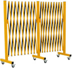 GYMTIME Industrial Expandable Metal Barricade, Safety Barrier with Casters, Flexible Mobile Gate, Adjustable Traffic Fence for Warehouse, Shopping mall, Garden, Yellow and Black, 18 Feet, 47 inch High