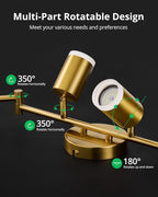 Bojim 6 Light Gold Track Lighting Kit, Modern LED Track Lighting Fixtures Ceiling, Flexibly Rotatable LED Light Head with Acrylic Ring, Kitchen Ceiling Spot Light(GU10 Socket, Bulbs Not Included)