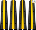 VEVOR 4 Pack of 1-Channel Rubber Cable Protector Ramps Heavy Duty 22046Lbs Load Capacity Cable Wire Cord Cover Ramp Speed Bump Driveway Hose Cable Ramp Protective Cover