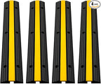 VEVOR 4 Pack of 1-Channel Rubber Cable Protector Ramps Heavy Duty 22046Lbs Load Capacity Cable Wire Cord Cover Ramp Speed Bump Driveway Hose Cable Ramp Protective Cover