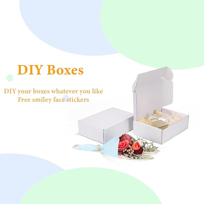 MEBRUDY 10x7x3 Inches Shipping Boxes Pack of 25, White Corrugated Cardboard Box for Mailing Packing Literature Mailer