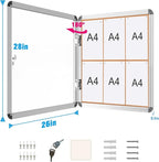 Mifuro 2 Pack 28"x26" Enclosed Bulletin Board, Lockable Weather-Resistant Aluminum Cork Noticeboard for School & Office, Silver Frame w/Cork