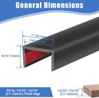Rubber Edge Trim, Self-Adhesive U Channel Edge Protector for Plywood, Cabinet, 7/8" Wood Edge Banding, Flexible Furniture Repair, EPDM Material, Fits 7/8"(22mm), Length 20Ft, Black
