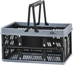 20 L Collapsible Shopping Basket, plastic basket, Basket with Handle, M (Black)