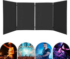 DJ Foldable Facade DJ Facade Table Station Portable Event Booth with 4 Detachable Panels Black Metal Frame Projector Display Scrim Panel with Carry Bag-28x47inch
