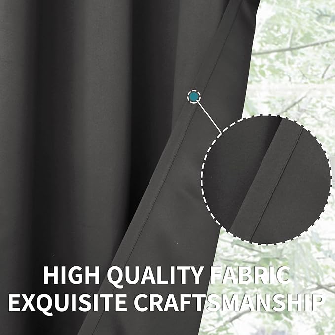 BGment Blackout Curtains for Bedroom - Grommet Thermal Insulated Room Darkening Curtains for Living Room, Set of 2 Panels, Each 46 x 84 Inch, Dark Grey