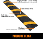 Heavy Duty Speed Bumps for Driveway, 6 ft 2 Pack Rubber Speed Bumps, 2 Channel Modular Traffic Speed Bump Hump Cable Protector Ramps for Asphalt Concrete Gravel Driveway Road with 8 Bolt Spikes
