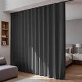 Room Divider Blackout Curtains Flexible Sliding Tracks Sets Ceiling Mounted Rod Window Curtain Privacy Separation for Bedroom Living Rooms,1 Panel Black Drape and Black Track Set-W144xH84 in