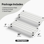 2 Pack Fast Drying Water Absorbing Diatomite Stone Mat Tray for Kitchen & Bathroom Counter - Instant Dry Sink Caddy Organizer - Vanity Holder for Soap and Sponge – White 10" x 4"