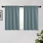 KGORGE Short Curtains 45 inch Length, Privacy Room Darkening Drapes Thermal Insulation Noise Reducing Curtains for Bedroom Dining Room, Back Tab, W52 x L45 inches, Dusty Blue, 2 Panels