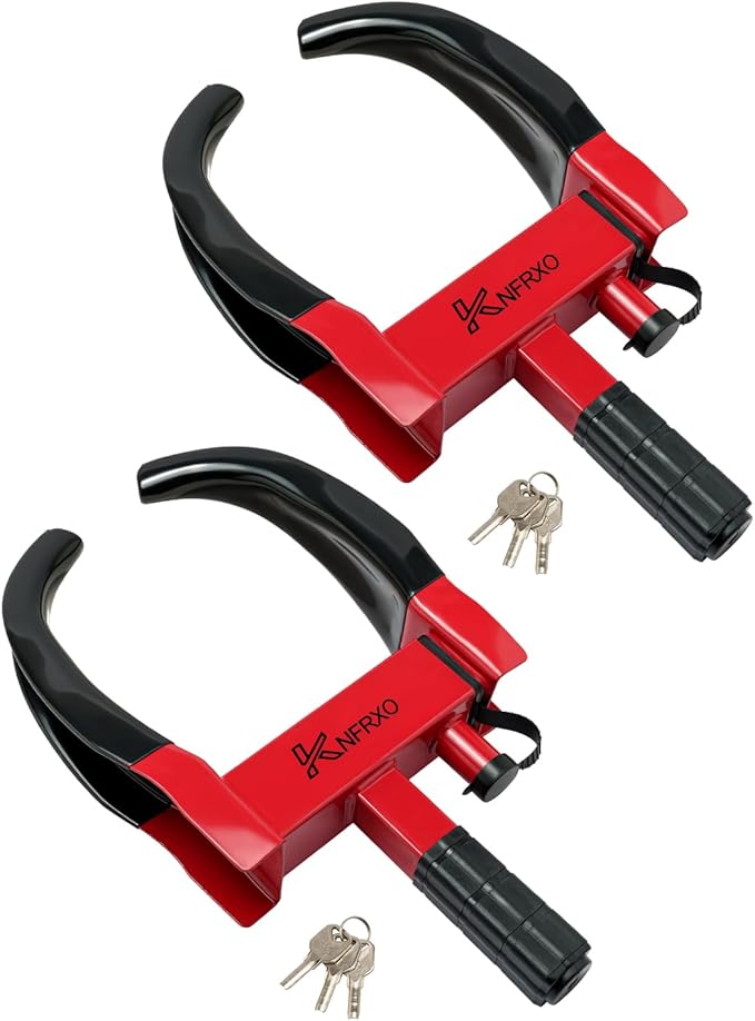 Trailer Security Adjustable Tire Lock 2PK Anti Theft Trailer Wheel Lock for Trailers Car SUV Boat Motorcycle Golf Cart Great Deterrent, 6 Alike Keys