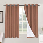 H.VERSAILTEX Linen Blackout Curtains 63 Inches Long 100% Blackout Thermal Insulated Textured Linen Look Curtain Draperies Anti-Rust Grommet, Energy Saving with White Liner, 2 Panels, Washed Spice