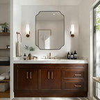 ANDY STAR Brushed Bronze Scalloped Mirror, 22"x30" Bathroom Vanity Mirror, Antique Scalloped Mirror in Premium Stainless Steel Frame, Timeless Shape with Unique Flair, Ideal for Home Remodel