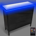 PartyLife New & Improved Portable Bar Table w/LED Lights, Wireless Remote, Folding Legs, 2 Bar Skirts, Heavy-Duty Storage Shelf & Carrying Case - White