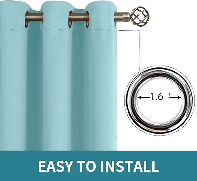 BGment Blackout Curtains - Grommet Thermal Insulated Room Darkening Bedroom and Living Room Curtains, Set of 2 Panels (55 x 96 Inch, Baby Blue)