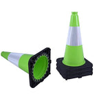4 Pack 18 Inch Green PVC Traffic Cones Black Base Stable Durable, Parking Lot Driveway School Training Safety Cones Multi-Purpose (4, Green, 18 Inch)