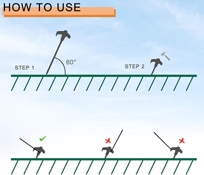 Screw in Tent Stakes Heavy Duty,8 Inch Ground Anchors Screw in,Metal Stakes with Hex Head Driver,Camping Tent Accessories (12, Orange)