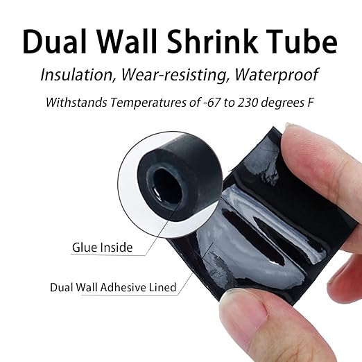 3:1 Ratio Heat Shrink Tubing Roll Adhesive Lined Industrial Marine Grade Dual Wall Heat Shrink Tube Waterproof and Sealed Black (2 inches(50 mm), 30 Feet)