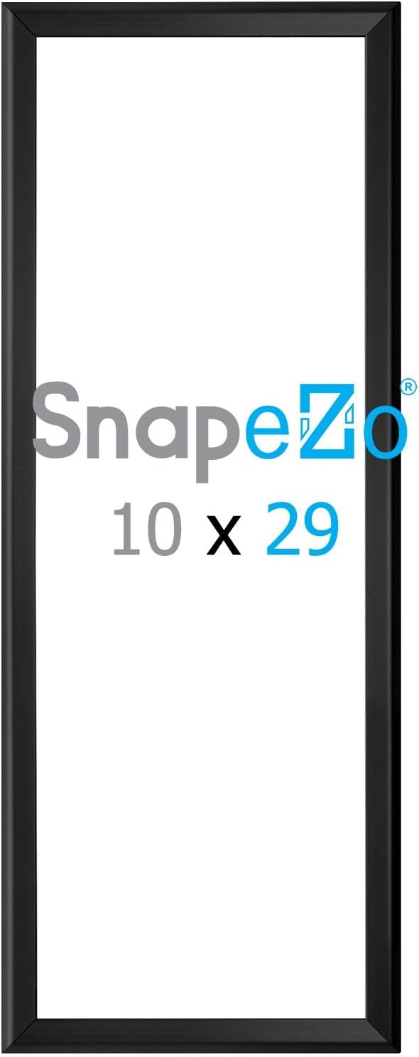 SnapeZo Photo Frame 10x29, Black, 1.25 Inch Aluminum Profile, Front-Loading Snap Frame, Wall Mounting, Professional Series