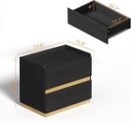 Large Modern Nightstand Black Bedside Table, 2 Drawer Dresser Wood Stackable Storage Drawers for Clothes for Closet, Bedroom, 24"x16"x20"