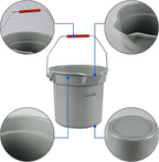 14 Quart Commercial Cleaning Pail with Handle, 4-Pack Plastic Bucket with Pour Spout, Grey