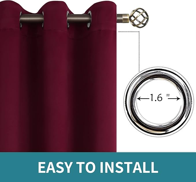 BGment Christmas Red Sliding Door Curtain 108 Inch Long - Wide Room Darkening Room Divider Curtain for Bedroom Privacy Themral Insulated Grommet Room Separator Curtain, 1 Panel, 100 X 108