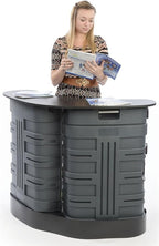 Displays2go 37.9 Inch Portable Trade Show Counter, Converts to Case, Hard Shell Plastic (BMRCNTB1)