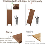 3 tier solid wood book case with corrugated tempered glass doors, dusty wooden bookshelf dark brown Flip-Up Glass Front Doors book cases/shelves for home office room with installation tool