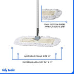 Commercial Dust Mop – 18 Inch Floor Sweeper for Hardwood, Reusable Cotton Mop Head, Extendable Handle, Dry Mop for Floor Cleaning & Janitorial Supplies