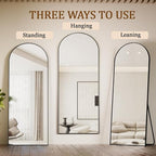 Koonmi Arched Full Length Mirror, 65"x24" Arched Black Floor Mirror, Standing Hanging or Leaning Full Body Mirror with Aluminum Alloy Frame for Living Room and Bedroom