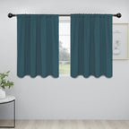 Easy-Going Rod Pocket Blackout Curtains for Bedroom, Room Darkening Window Curtains for Living Room, Thermal Insulated Noise Reduction Solid Window Drapes, 2 Panels(42x36 in, Bluestone)