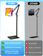 Tablet Floor Stand with 4.2LB Base,Overhead Bed Phone Stand Angle Height Adjustable Tablet Holder Bed,Phone Stand for iPad/iPhoneX/iPad Pro Air Mini, Samsung Tab,E-Readers…